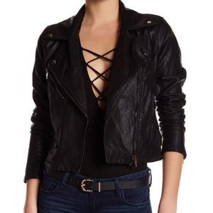 BlankNYC Black Faux Leather Moto Jacket